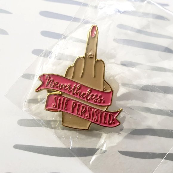 Nevertheless She Persisted Feminist Pin Badge Brooch - Picture 3 of 3